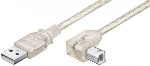 USB 2.0 Hi-Speed Kabel 90° 0,5m, Transparent